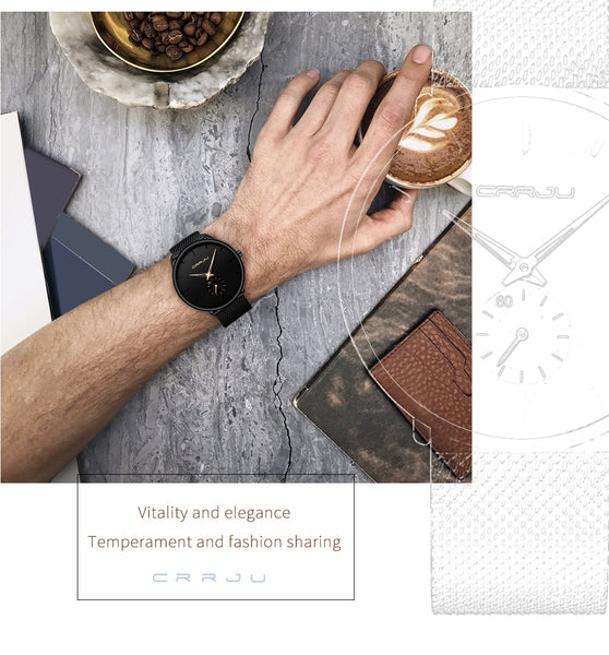 Crrju Fashion Mens Watches Top Brand