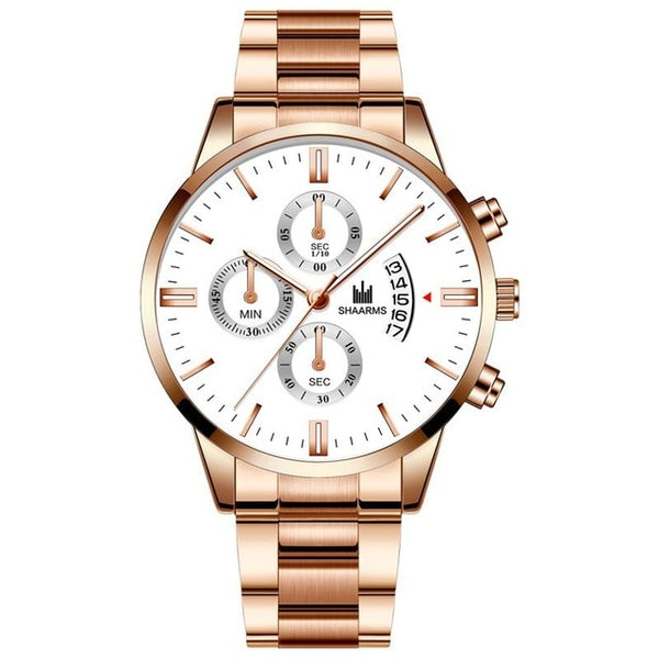 Men Luxury Business Quartz Military Watch Golden Stainless