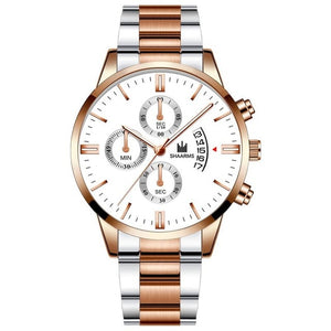 Men Luxury Business Quartz Military Watch Golden Stainless