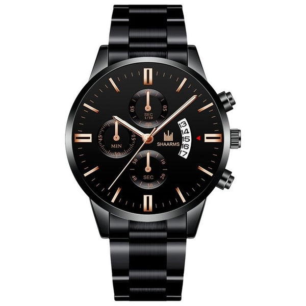 Men Luxury Business Quartz Military Watch Golden Stainless