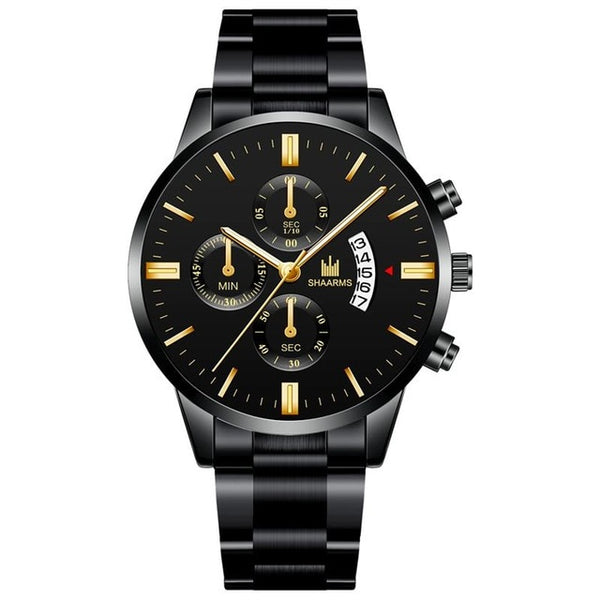 Men Luxury Business Quartz Military Watch Golden Stainless