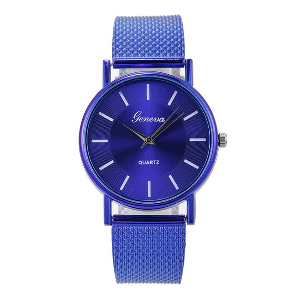 Quartz Watch Woman's High-end Blue Glass