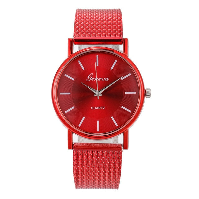 Quartz Watch Woman's High-end Blue Glass
