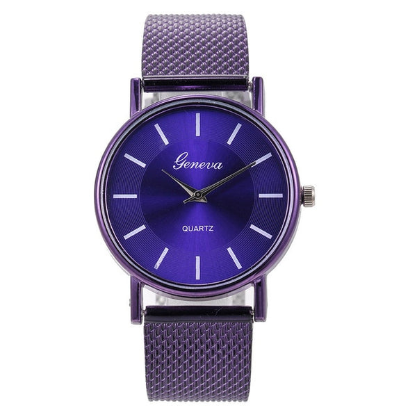 Quartz Watch Woman's High-end Blue Glass