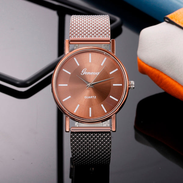 Quartz Watch Woman's High-end Blue Glass