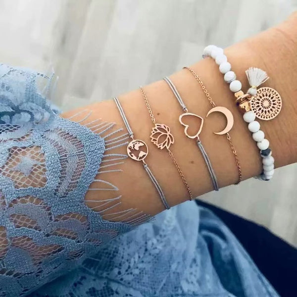 Boho Rose Map Bracelets & Bangles for Women