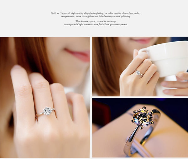Crystal Wedding Ring for Bridal