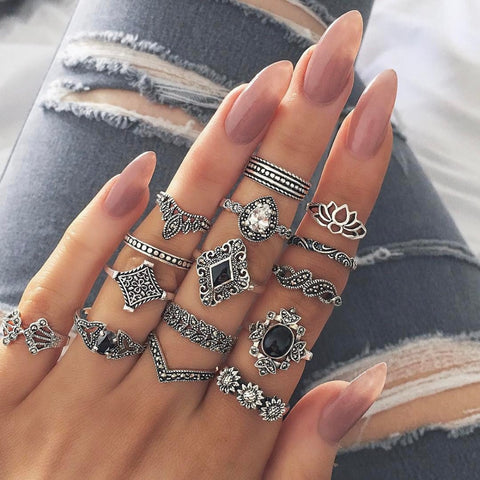 15 Pcs/ Bohemian Retro Crystal Flower Leaves
