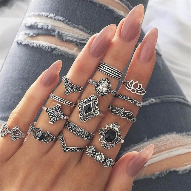 15 Pcs/ Bohemian Retro Crystal Flower Leaves