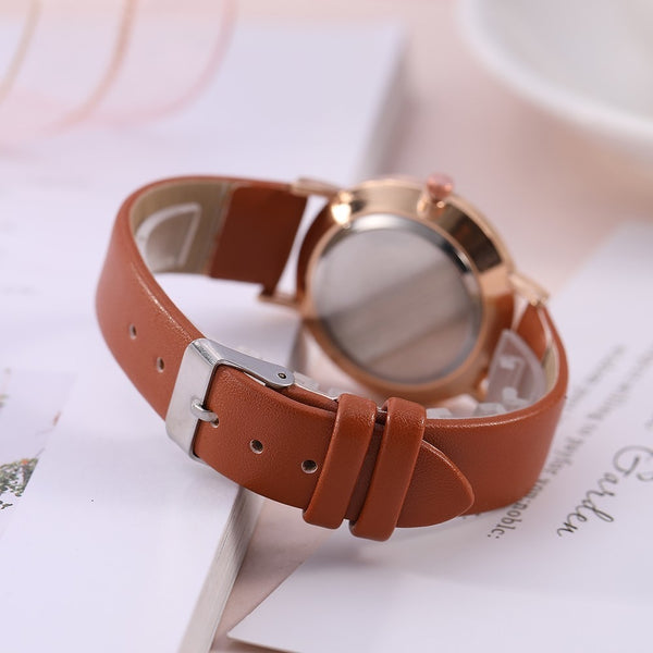 Top Style Fashion Women's Luxury Leather Band Analog Quartz